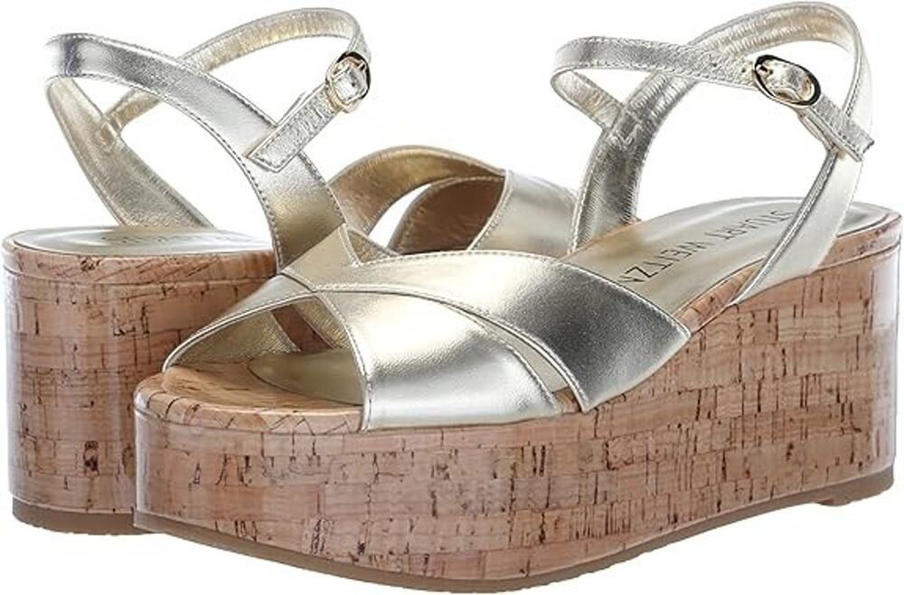 Stuart Weitzman womens Carmen Midi Wedge, Light Gold, US 8 B